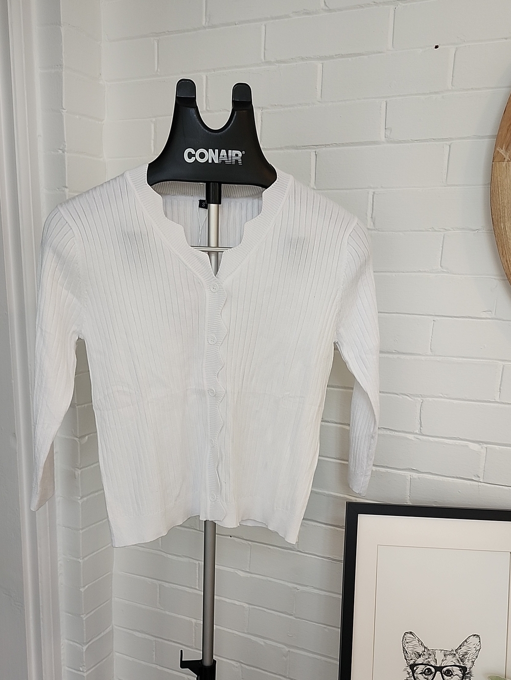 White Scalloped Cardigan, Women Small